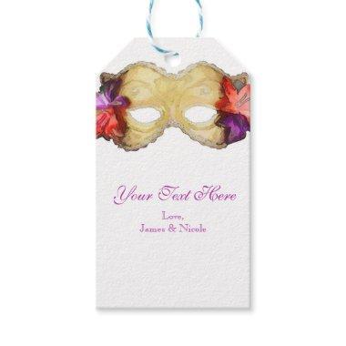 Tropical Floral Masquerade Mask Elegant Party Gift Tags