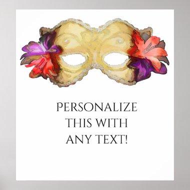 Tropical Floral Masquerade Mask Party Banner Poster