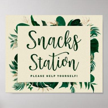 Tropical Green Foliage Snack Station Wedding Sign