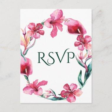 Tropical Hawaiian Flowers Elegant Wedding RSVP Invitation PostInvitations