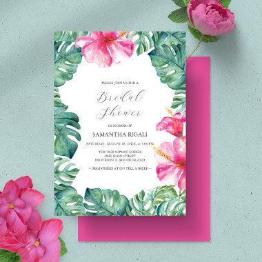 Tropical Hibiscus Flower Bridal Shower Invitations