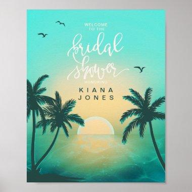 Tropical Isle Sunrise Bridal Shower Teal ID581 Poster