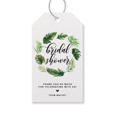 Tropical Leaves Wreath Summer Bridal Shower Gift Tags