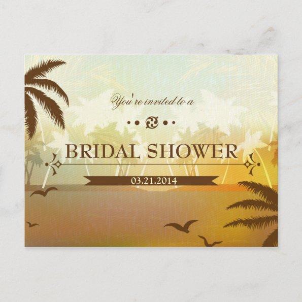 Tropical Orange Beach Bridal Shower Invite