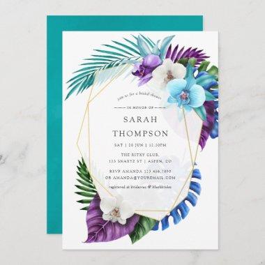 Tropical Orchids Geometric Bridal Shower Invitations