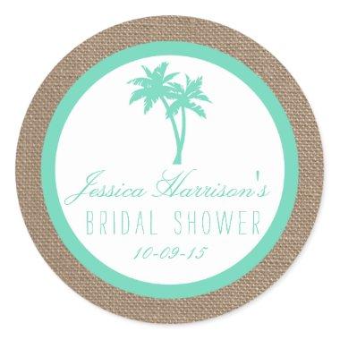 Tropical Palm Tree Beach Bridal Shower Stickers