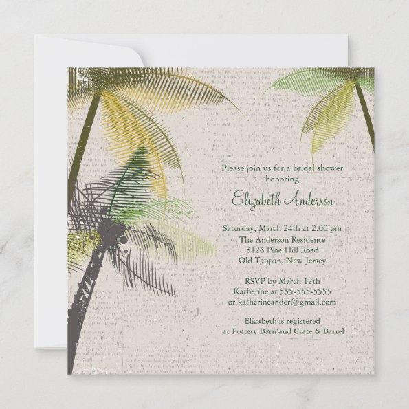 Tropical Palm Trees Bridal Shower Invitations