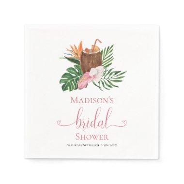 Tropical Paradise Cocktail & Floral Bridal Shower Napkins