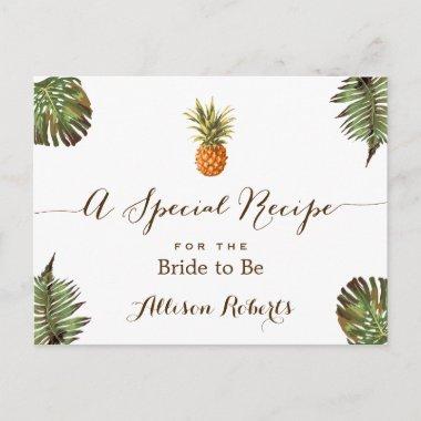 Tropical Pineapple Leaves Bridal Shower Recipe PostInvitations