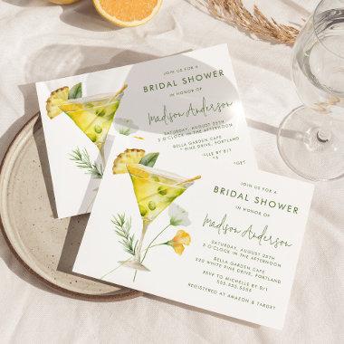 Tropical Pineapple Martini Cocktail Bridal Shower Invitations