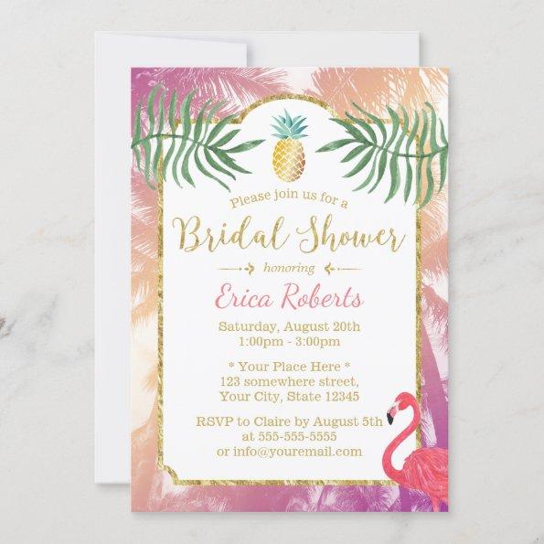 Tropical Pineapple & Palm Trees Bridal Shower Invitations