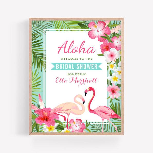 Tropical Pink Flamingo Bridal Shower Welcome Sign