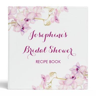 Tropical Purple Orchid Floral Bridal Shower Recipe 3 Ring Binder