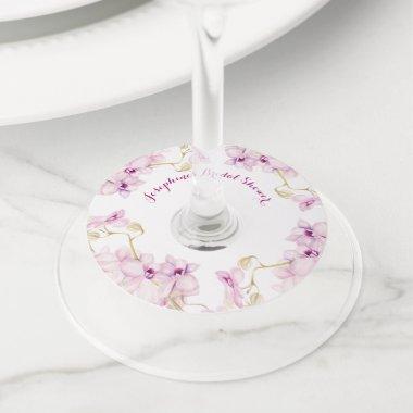 Tropical Purple Orchid Personalized Bridal Shower Wine Glass Tag