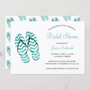 Tropical Summer Flip Flops Bridal Shower Invitations