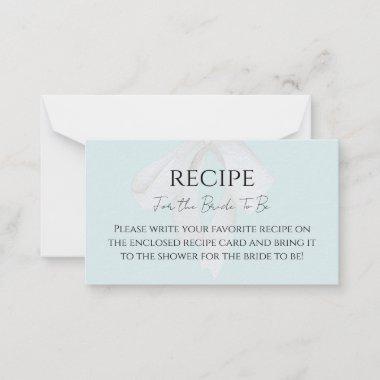 Turquoise Blue Bow Bridal Shower Recipe Invitations