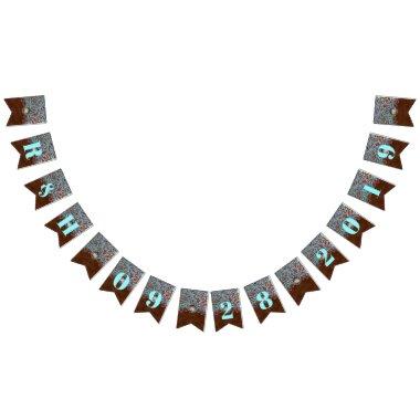 turquoise brown cowboy country western wedding bunting flags