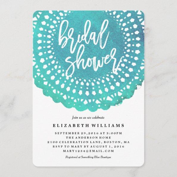 Turquoise Doily Bridal Shower Invitations