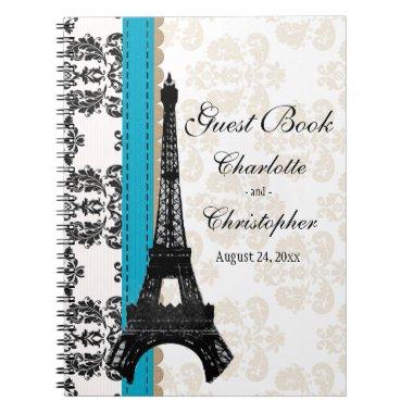 Turquoise Parisian Eiffel Tower Wedding Guest Book