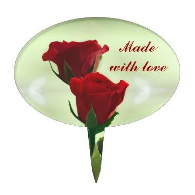 Twin Flame love red roses Cake Topper