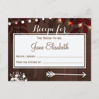 Twinkle lights autumn bride to be recipe Invitations