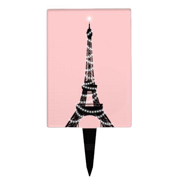 Twinkling Eiffel Tower Cake Pick - Pink