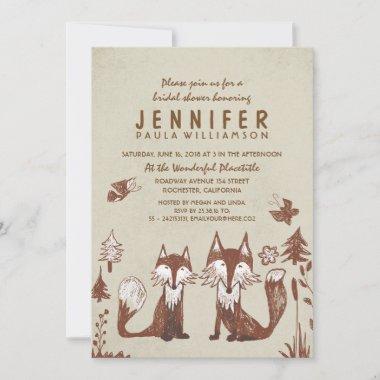 Two Foxes Woodland Bridal Shower Invitations