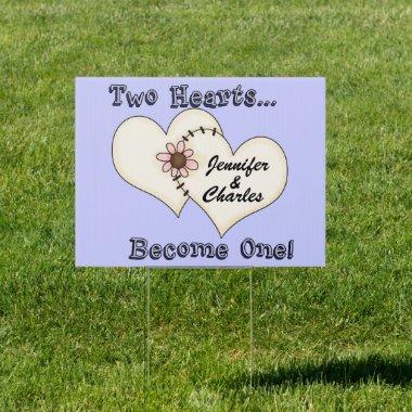 Two Hearts Wedding Yard Sign