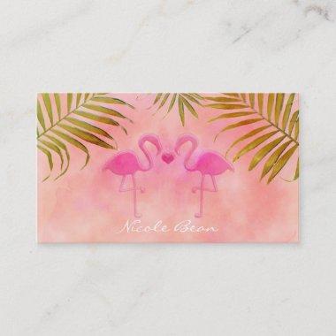 Two Pink Flamingos Watercolor Business Invitations