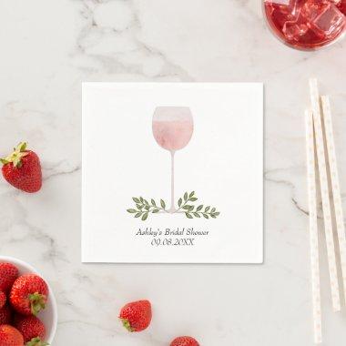 Uncork the Rosé Wine Glass Wedding, Bridal Shower Napkins