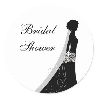 Veiled Bride Silhouette Bridal Shower Stickers