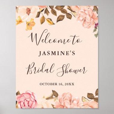 Victoria Blush Gold Floral Bridal Shower Sign
