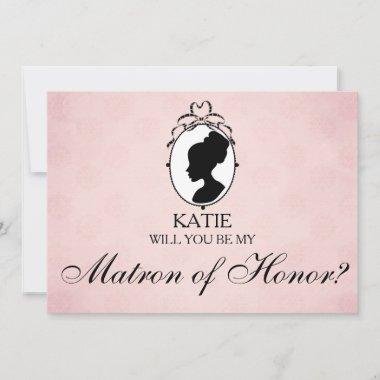 Victorian Cameo Will You Be My Matron of Honor Invitations