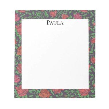 Victorian Gothic Perfect Red & Fuchsia Roses Notepad
