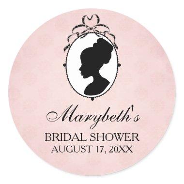 Victorian Style 60s Cameo Bridal Shower Favor Classic Round Sticker