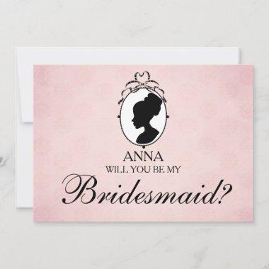 Victorian Style Cameo Will You Be My Bridesmaid Invitations