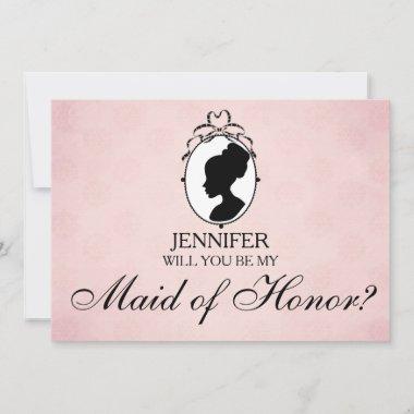 Victorian Style Cameo Will You Be My Maid of Honor Invitations