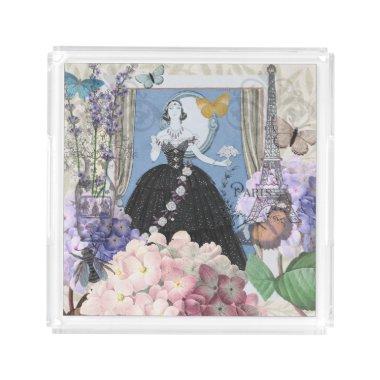 Victorian Woman Floral Fancy Gown Acrylic Tray