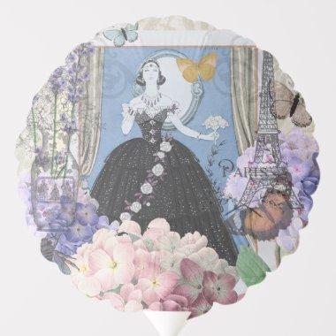 Victorian Woman Floral Fancy Gown Balloon