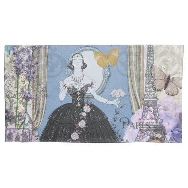 Victorian Woman Floral Fancy Gown Pillow Case