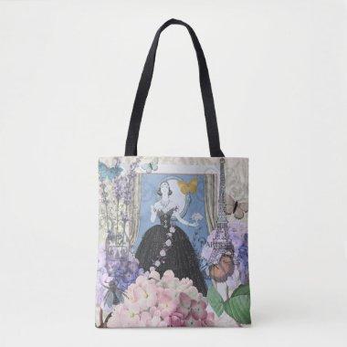 Victorian Woman Floral Fancy Gown Tote Bag