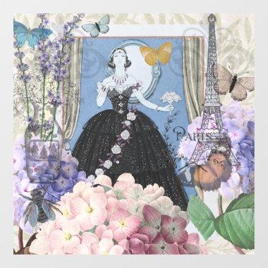 Victorian Woman Floral Fancy Gown Window Cling