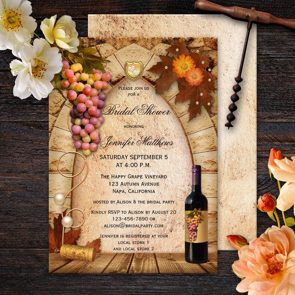 Vineyard Wine Theme Bridal Shower Invitations