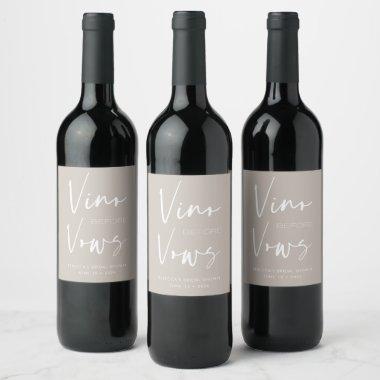 Vino before Vows Cream Taupe Bachelorette Bridal Wine Label