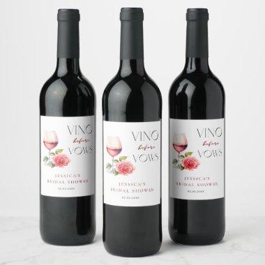 Vino Before Vows Pink Wine Theme Bridal Shower Wine Label