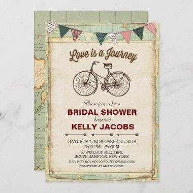 Vintage Bicycle Travel Bridal Shower Invitations