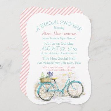 Vintage Bicycle with Basket Bridal Shower Invitations