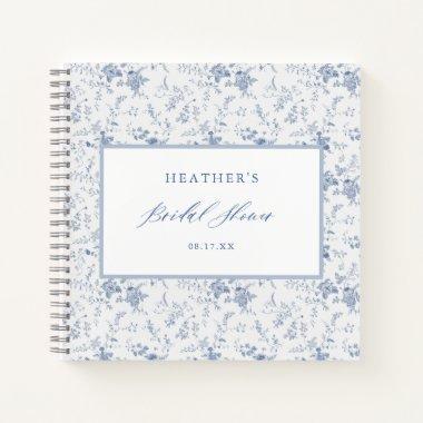 Vintage Blue Floral Bridal Shower Guestbook Notebook