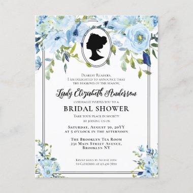 Vintage Blue Florals Bridgerton Bridal Shower PostInvitations
