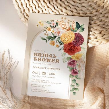 Vintage Boho Floral Leafy Greenery Bridal Shower Invitations
